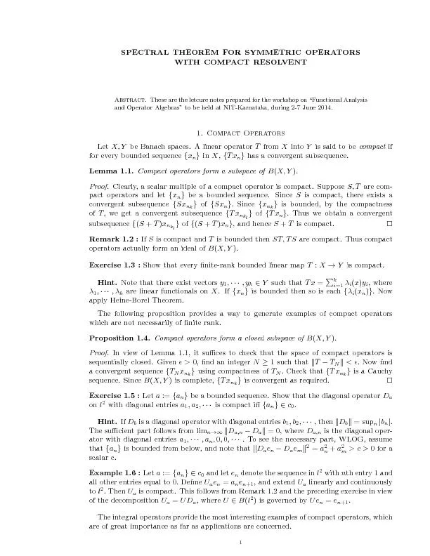 2SPECTRALTHEOREMFORSYMMETRICOPERATORSExercise1.7:Consider(Tf)(x)=Rx0f(