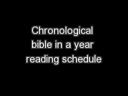 Chronological bible in a year reading schedule
