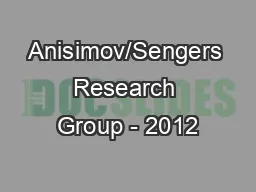 Anisimov/Sengers Research Group - 2012