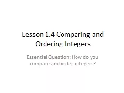 Lesson 1.4 Comparing and Ordering Integers