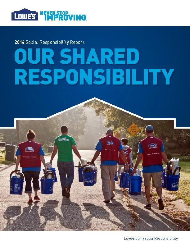 2014 Social Responsibility ReportOUR SHAREDRESPONSIBILITY