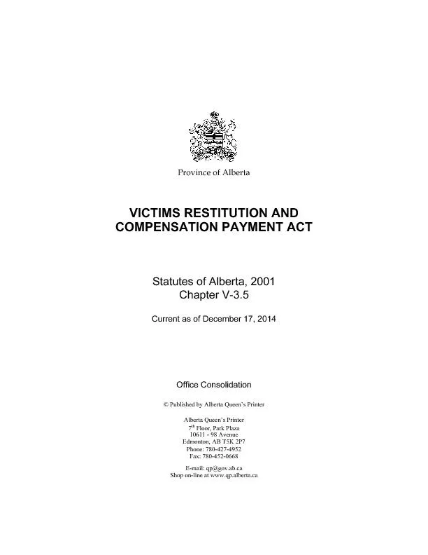 VICTIMS RESTITUTION AND COMPENSATION PAYMENT ACT  Interpretation Part