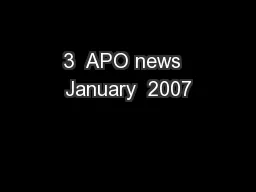 3  APO news  January  2007