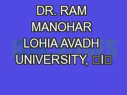 DR. RAM MANOHAR LOHIA AVADH UNIVERSITY, ᨍIᬍ