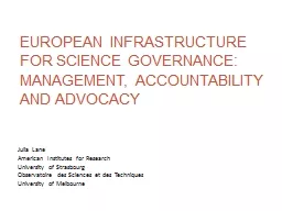 European Infrastructure for science governance:
