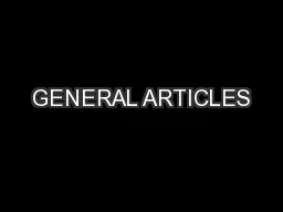GENERAL ARTICLES