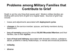 Problems among Military Families that Contribute to Grief
