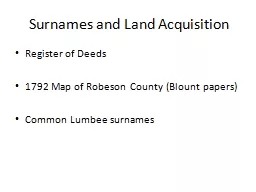 Surnames and Land Acquisition