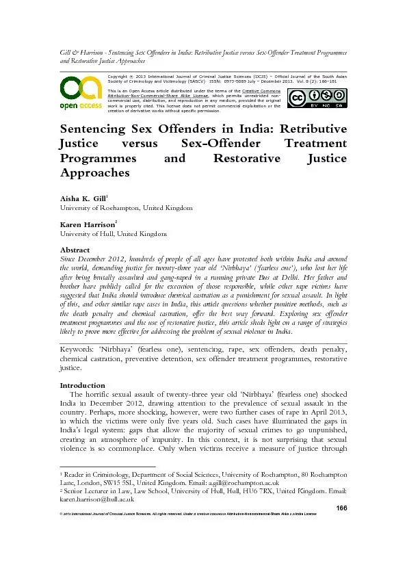 Gill & Harrison - Sentencing Sex Offenders in India: Retributive Justi