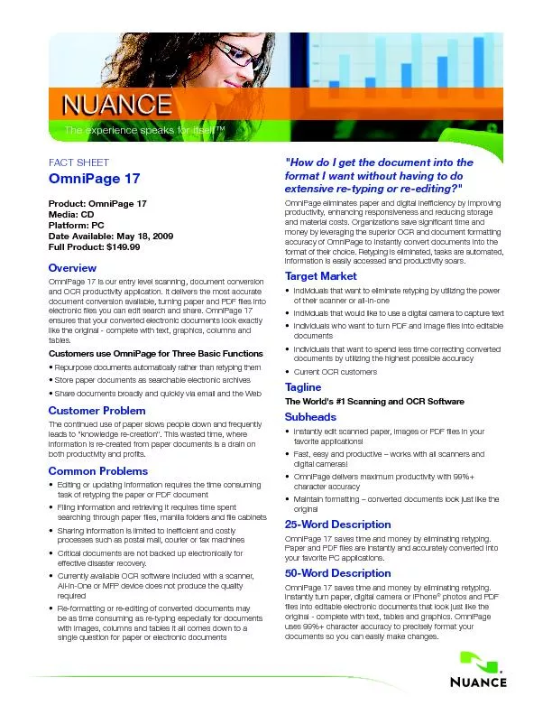 Product: OmniPage 17
