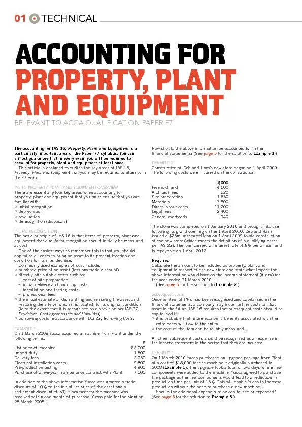 The accounting for IAS 16, Property, Plant and Equipmentparticularly i