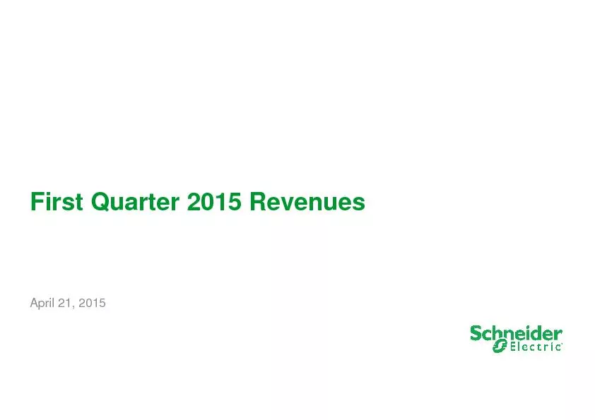 First Quarter 2015 Revenues