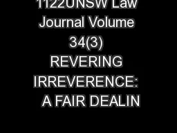 1122UNSW Law Journal Volume 34(3) REVERING IRREVERENCE:  A FAIR DEALIN