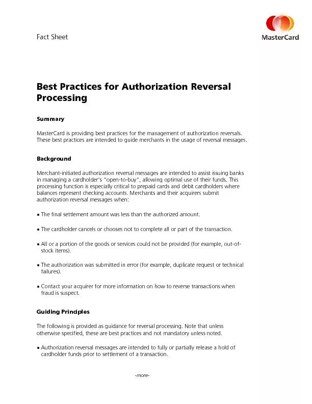 Best Practices for Authorization Reversal