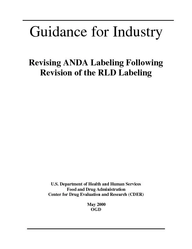 Guidance for IndustryRevising ANDA Labeling FollowingRevision of the R