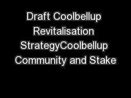 Draft Coolbellup Revitalisation StrategyCoolbellup Community and Stake