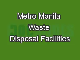 Metro Manila Waste Disposal Facilities