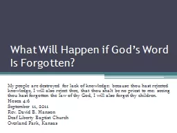 What Will Happen if God’s Word Is Forgotten?