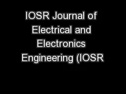 IOSR Journal of Electrical and Electronics Engineering (IOSR