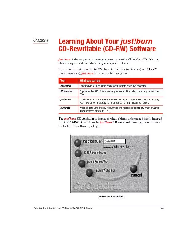 Learning About Your just!burn CD-Rewritable (CD-RW) Software