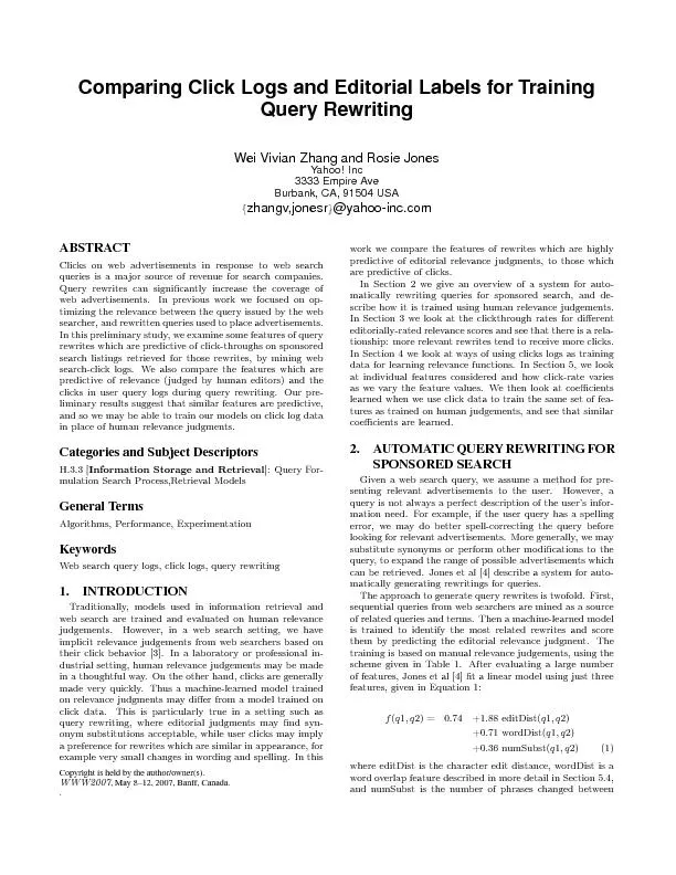 ComparingClickLogsandEditorialLabelsforTrainingQueryRewritingWeiVivian