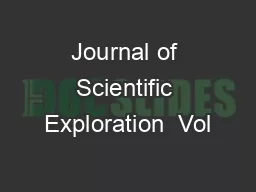 Journal of Scientific Exploration  Vol