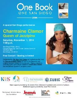 A special San Diego performance Charmaine Clamor Queen of Jazzipino Saturday  November