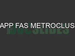 NETAPP FAS METROCLUSTER