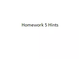 Homework 5 Hints