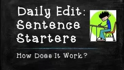 Daily Edit:  Sentence Starters