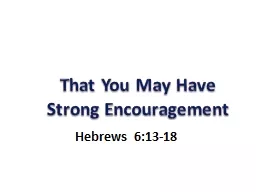 That You May Have Strong Encouragement