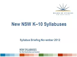 New NSW K–10 Syllabuses