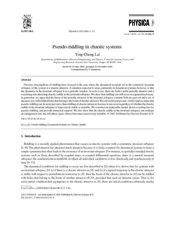 Pseudo-riddlinginchaoticsystemsYing-ChengLaiDepartmentsofMathematics,E