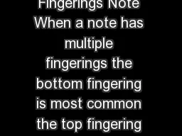 Clarinet Fingerings Note When a note has multiple fingerings the bottom fingering is most