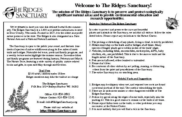 Welcome to The Ridges Sanctuary!