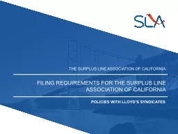 Filing Requirements for the Surplus Line