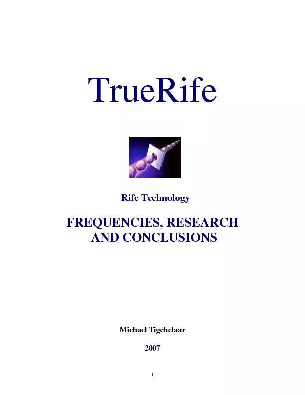 RIFE TECHNOLOGY FREQUENCIES, RESEARCH, AND CONCLUSIONS