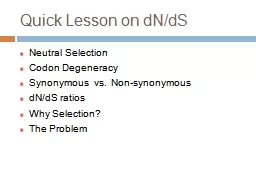 Quick Lesson on dN/dS