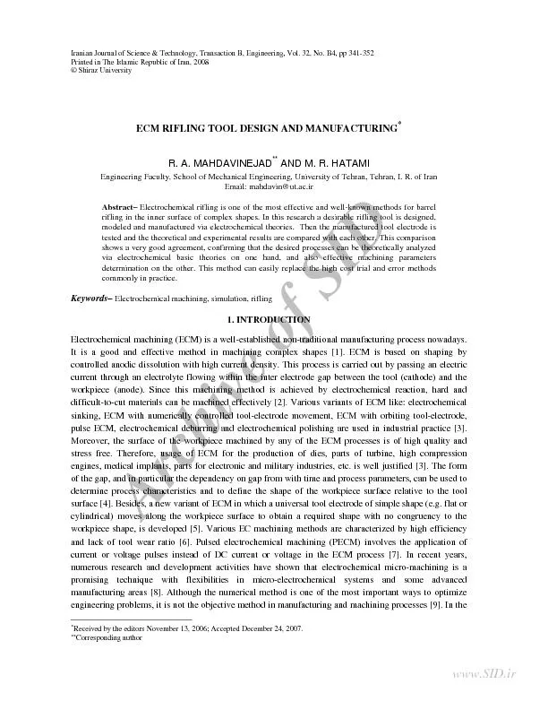 Iranian Journal of Science & Technology, Transaction B, Engineering, V