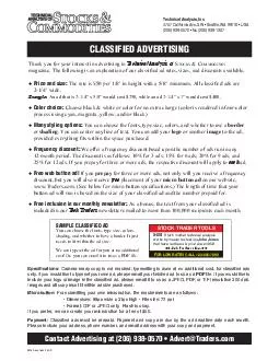 CLASSIFIED DVERTISING  Classieds Info CC Thank you for your interest in advertising in