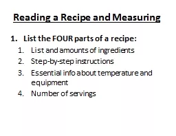 Reading a Recipe and Measuring