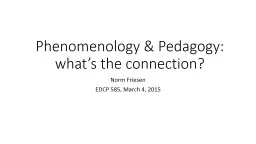 Phenomenology & Pedagogy: