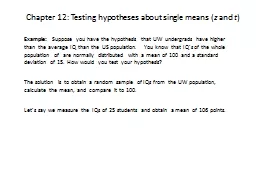 Chapter 12: Testing hypotheses about single means (