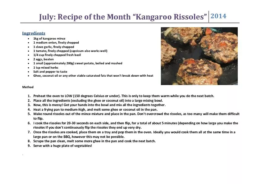 : Recipe of the Month “