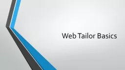 Web Tailor Basics