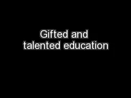 Gifted and talented education