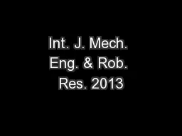 Int. J. Mech. Eng. & Rob. Res. 2013