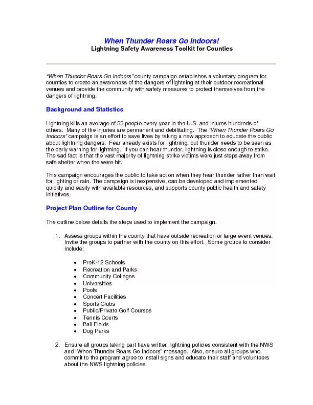 Lightning Safety Awareness Toolkit for Counties