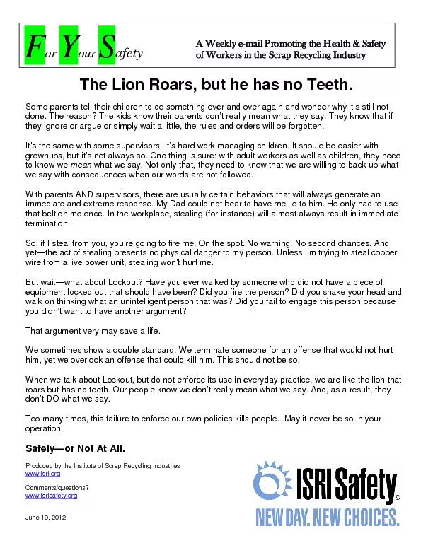 The Lion Roars, but he has no Teeth.Some parents tell their children t