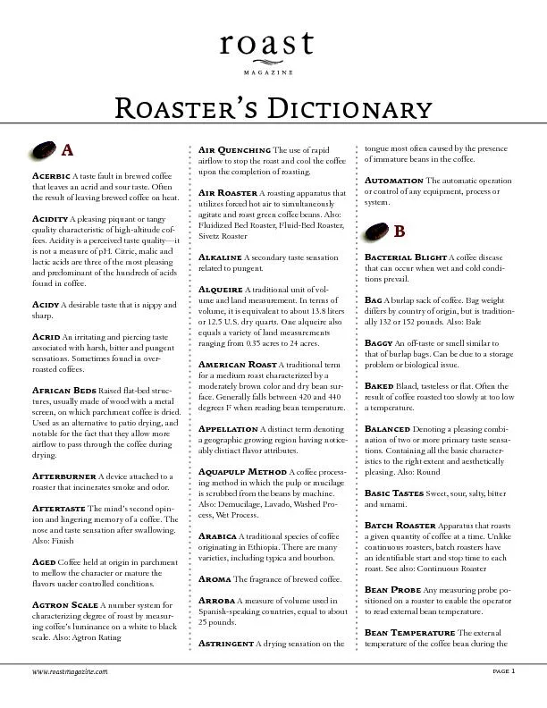 page 1www.roastmagazine.comRoaster’s Dictionary
